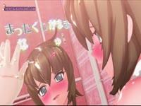 3D manga maid blushing while eating dick